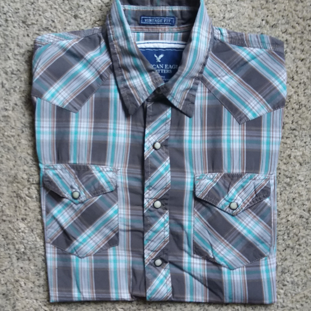 Double Breasted Pearl-Inlay button up short sleeve